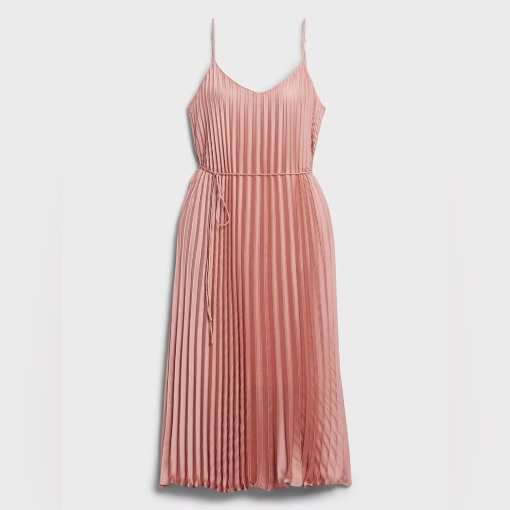 NWT Banana Republic Blush Pink Pleated Midi Dress Size S